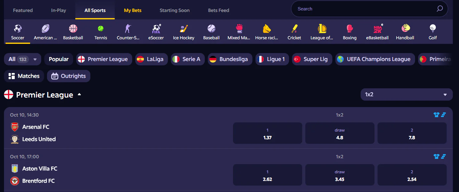 Roobet sports betting and esports markets
